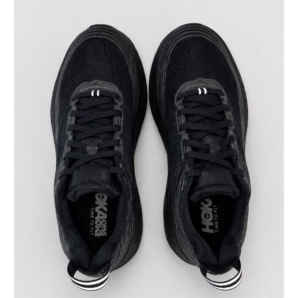 Hoka One One Bondi 6 Womens Size 8.5 B Triple Black BBLC Running Shoes - Picture 5 of 11